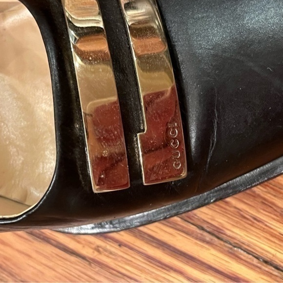Gucci Vintage Leather Heels Black and Gold Womens Size 4.5B - Picture 12 of 12